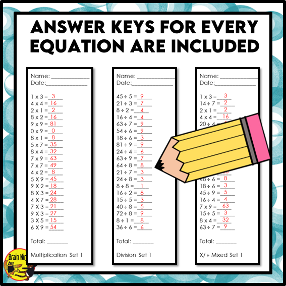 Multiplication and Division Facts to 12x12 | Drill and Graph Bundle | Paper and Digital