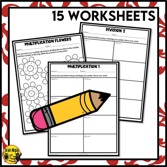 Multiplication and Division Math Worksheets | 2 by 1 Digit without remainders | Paper