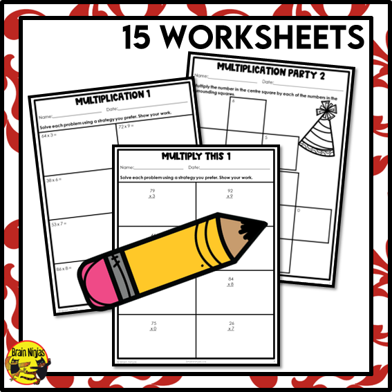 Multiplication Math Worksheets | 2 by 1 Digit | Paper