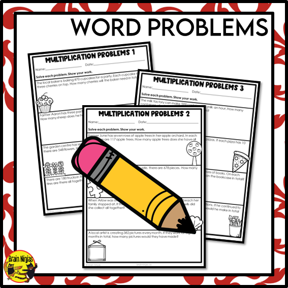Multiplication Math Worksheets | 3 by 1 Digit | Paper