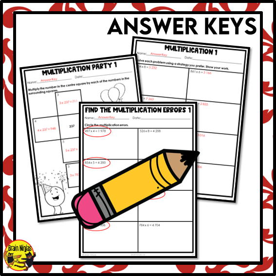 Multiplication Math Worksheets | 3 by 1 Digit | Paper