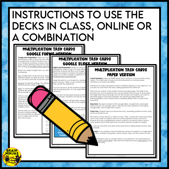 Long Multiplication Math Task Cards | Paper and Digital