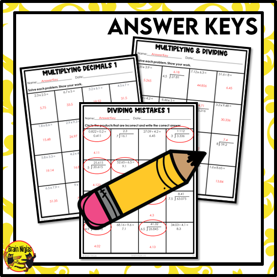 Multiplying and Dividing Decimals to Thousandths Place Math Worksheets | Paper