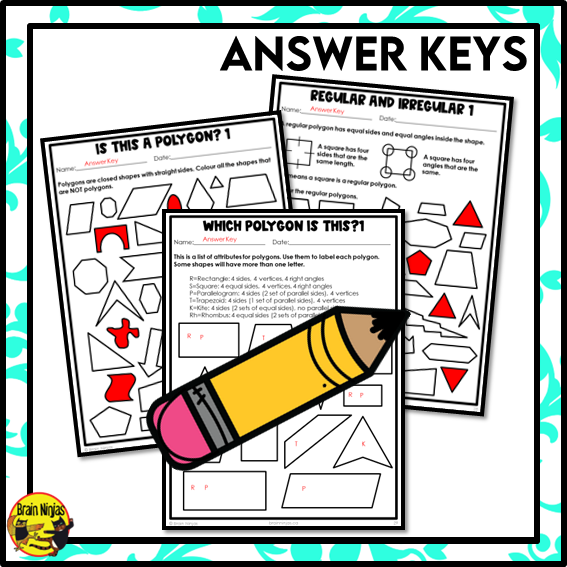 Names of 2D Shapes and Polygons Math Worksheets | Paper