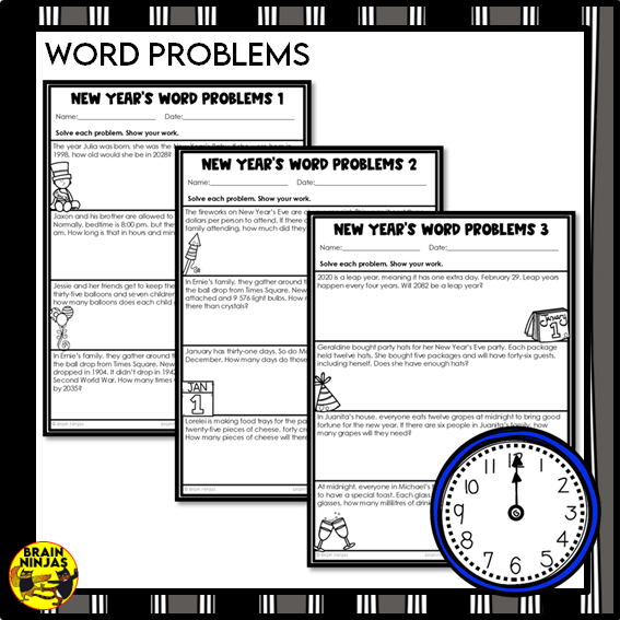 New Years Math Worksheets Numbers to 10 000 | Paper