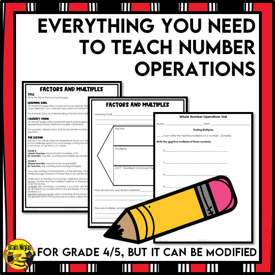 Number Operations Math Interactive Notebook Unit | Paper | Grade 4 Grade 5