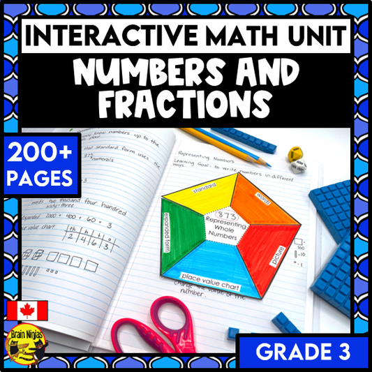 Numbers and Fractions Interactive Math Unit | Paper | Grade 3