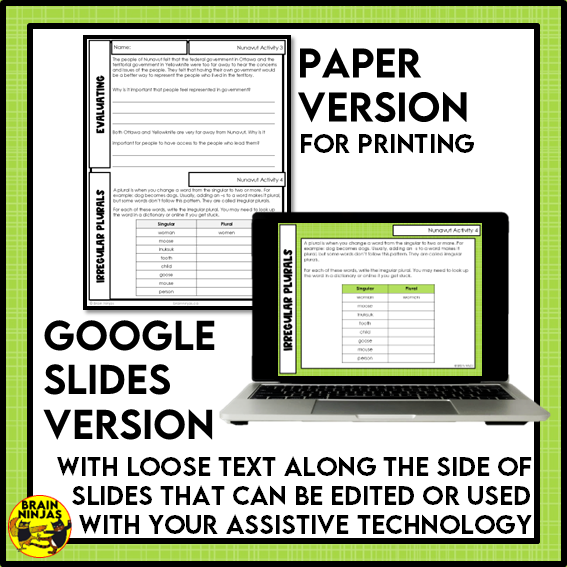 Creation of Nunavut Reading Comprehension Activities | Paper and Digital