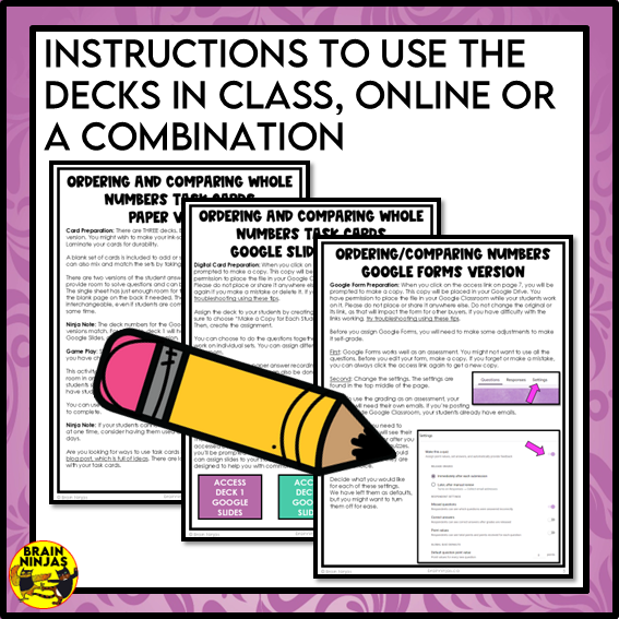 Ordering and Comparing Numbers to 1 000 Math Task Cards | Paper and Digital