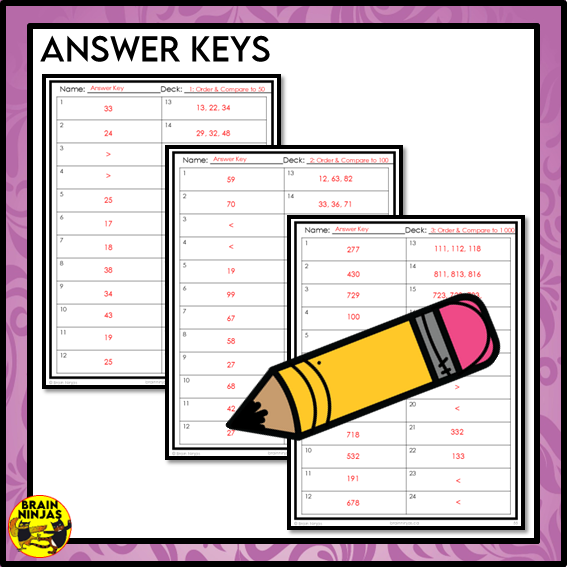 Ordering and Comparing Numbers to 1 000 Math Task Cards | Paper and Digital