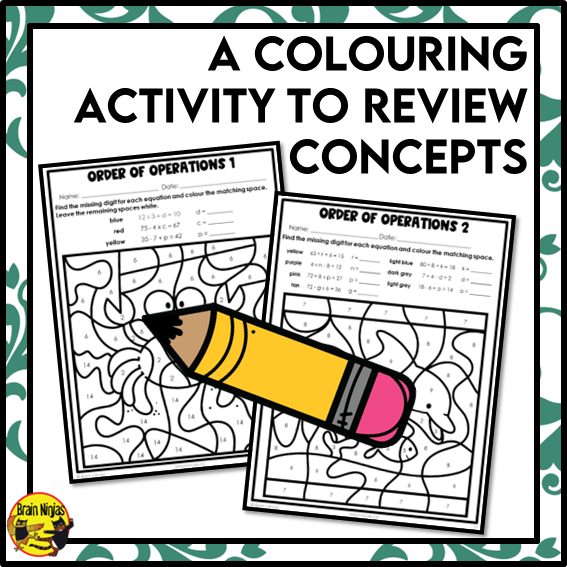Solving Equations With Variables Using the Order of Operations Math Worksheets | Paper | Grade 4 Grade 6