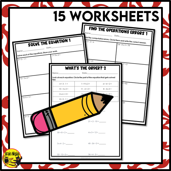 Order of Operations Math Worksheets | Whole Numbers | Paper