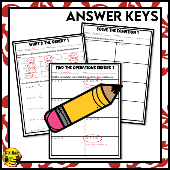Order of Operations Math Worksheets | Whole Numbers | Paper