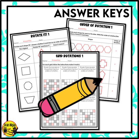 Rotational Symmetry and Order of Rotation Math Worksheets | Paper