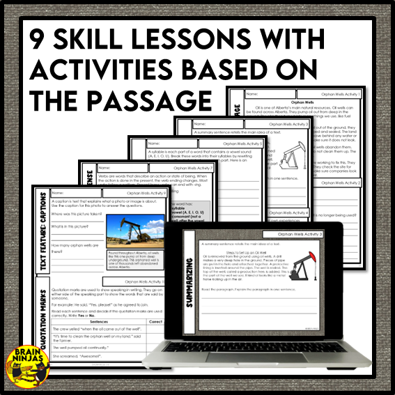 Orphan Wells Reading Comprehension Activities | Paper and Digital