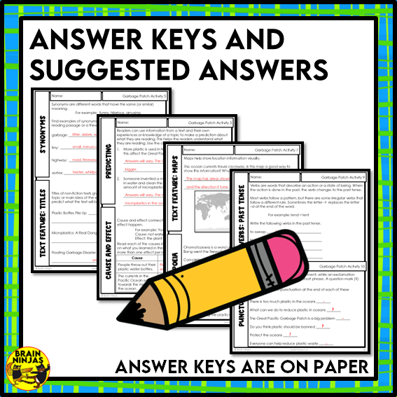 Pacific Garbage Patch Reading Comprehension Activities | Paper and Digital
