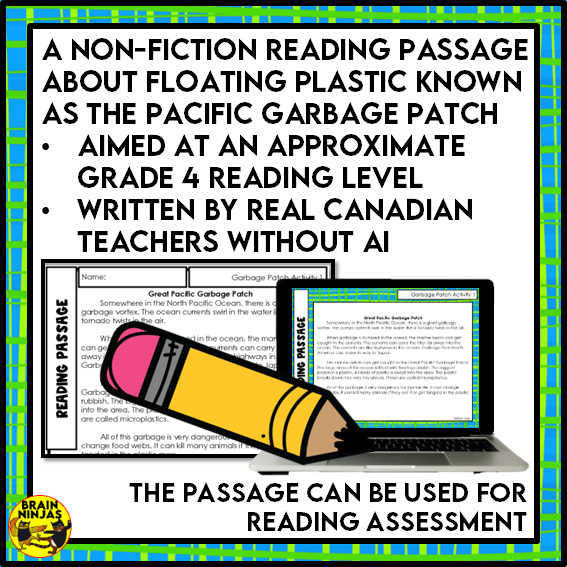 Pacific Garbage Patch Reading Comprehension Activities | Paper and Digital