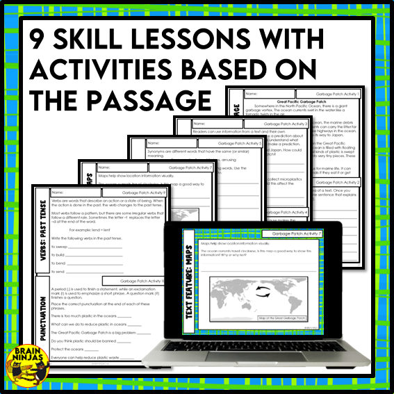 Pacific Garbage Patch Reading Comprehension Activities | Paper and Digital