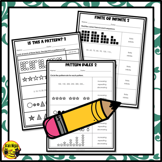 Pattern Concepts and Vocabulary Math Worksheets | Paper | Grade 3