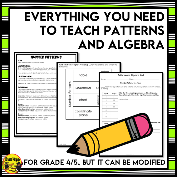 Patterns and Algebra Interactive Math Unit | Paper | Grade 4 Grade 5