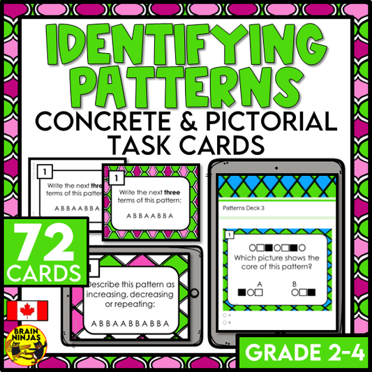 Describing and Extending Patterns Math Task Cards | Paper and Digital