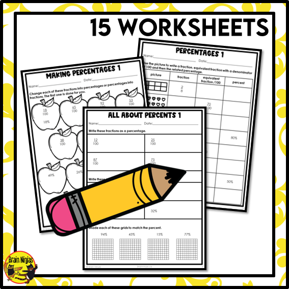 Calculating and Representing Percent Math Worksheets | Paper