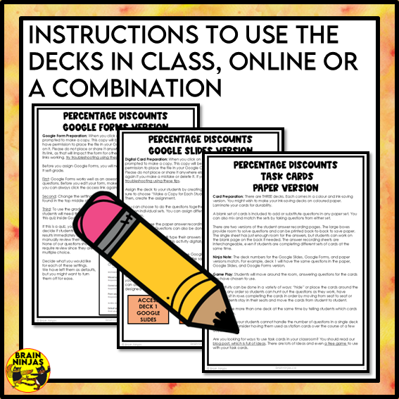 Finding and Comparing Percentages Task Cards | Paper and Digital