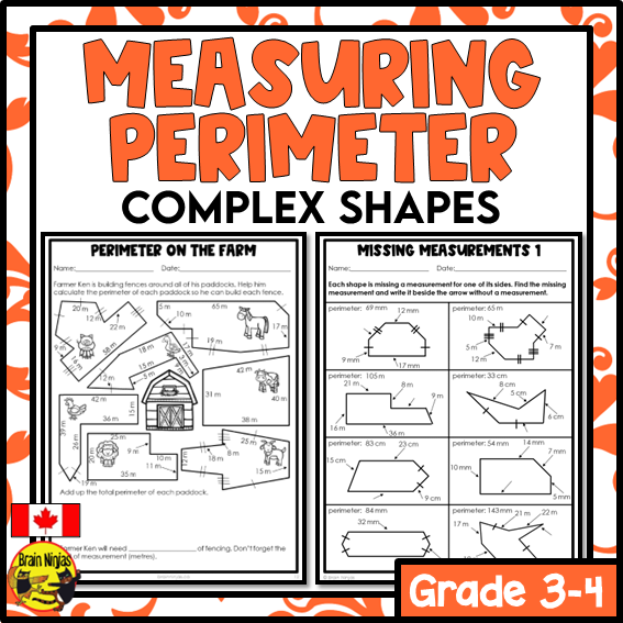 Perimeter of Complex Polygons Math Worksheets | Paper | Metric Units