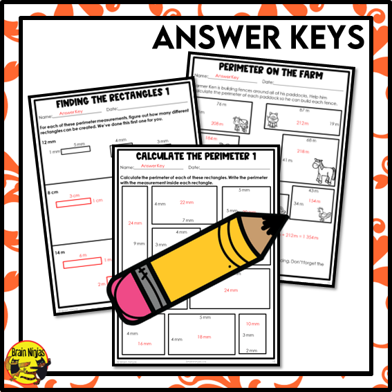 Perimeter of Rectangles Math Worksheets | Paper | Metric Units