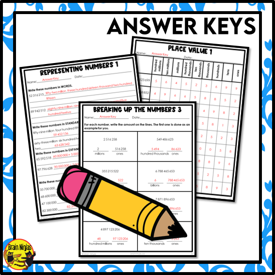 Place Value to 1 000 000 000 Math Worksheets | Paper | Grade 6