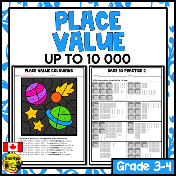 Place Value to 10 000 Math Worksheets | Paper