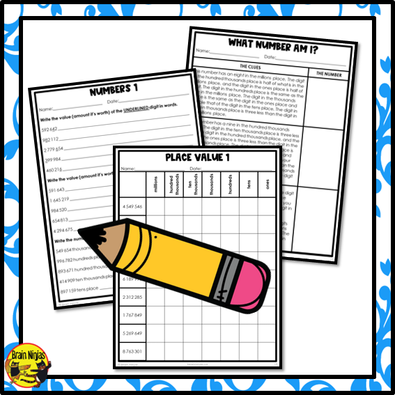 Place Value to 10 000 000 Math Worksheets | Paper | Grade 5 Grade 6