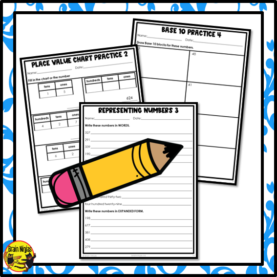 Place Value to 1000 Math Worksheets | Paper