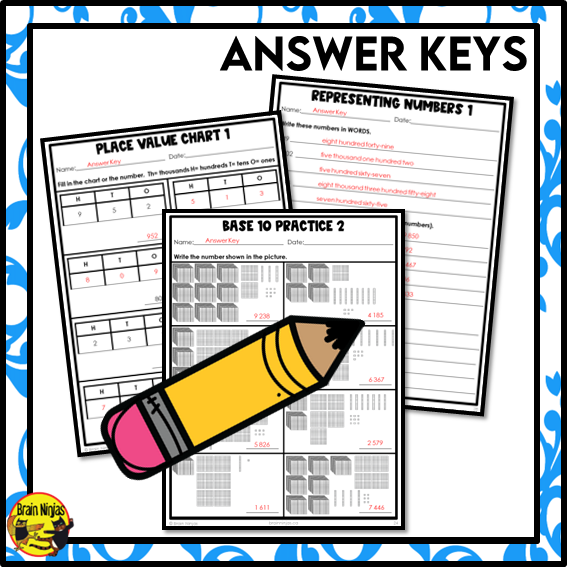 Place Value to 10 000 Math Worksheets | Paper