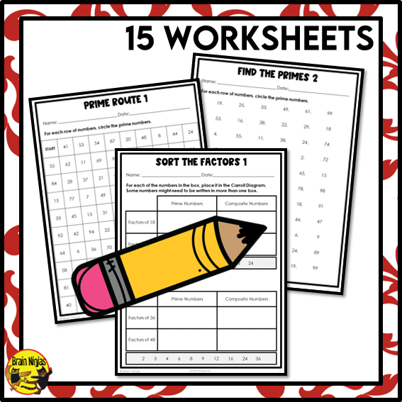 Prime and Composite Numbers within 100 Math Worksheets | Paper