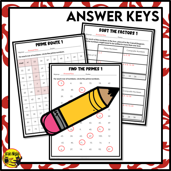 Prime and Composite Numbers within 100 Math Worksheets | Paper