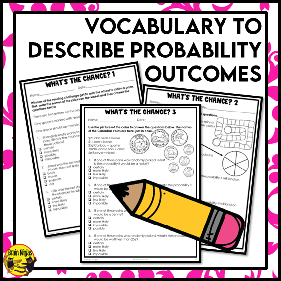 Introducing Probability Outcomes Math Worksheets | Paper | Single Event | Grade 3