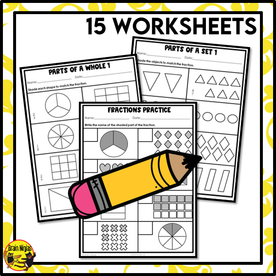 Representing Proper Fractions Math Worksheets | Paper