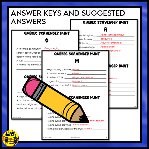 Quebec Geography Scavenger Hunt | Paper and Digital