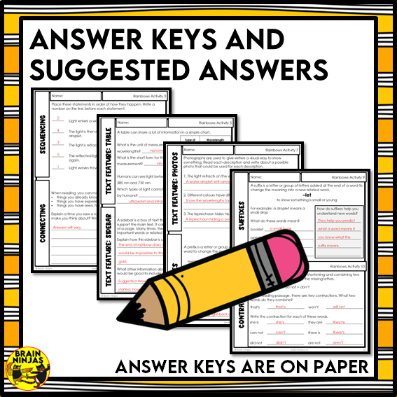 Rainbows Reading Comprehension Activities | Paper and Digital