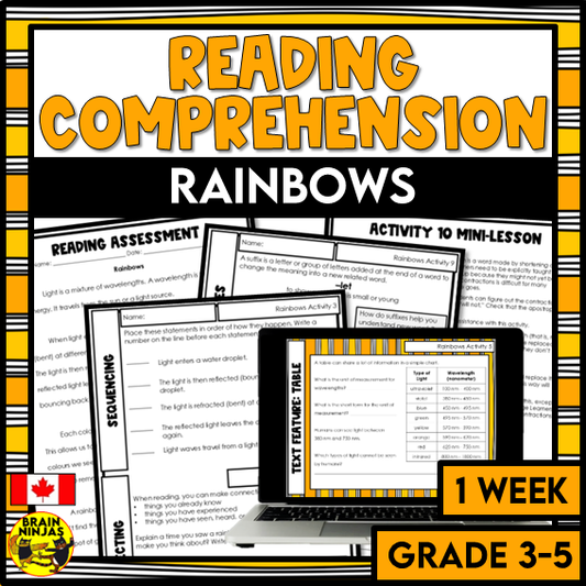 Rainbows Reading Comprehension Activities | Paper and Digital