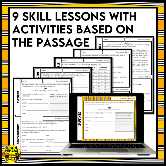 Rainbows Reading Comprehension Activities | Paper and Digital