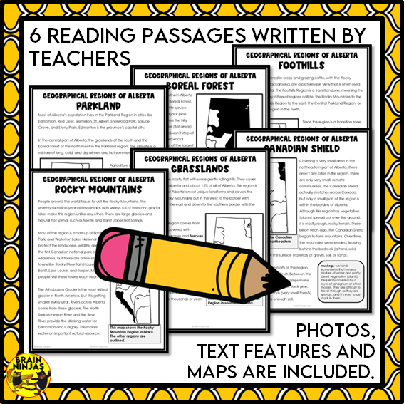 Alberta Regions Reading Passages | Paper and Digital