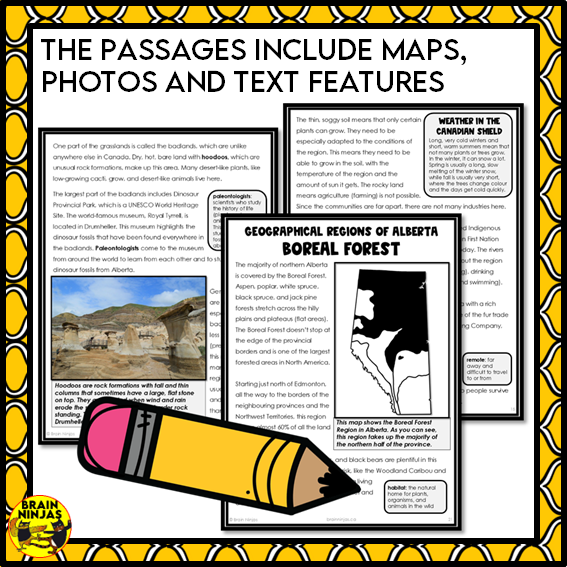Alberta Regions Reading Passages | Paper and Digital
