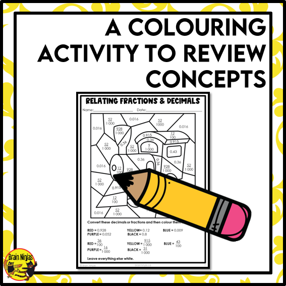 Converting Fractions and Decimals to Thousandths Math Worksheets | Paper | Grade 5