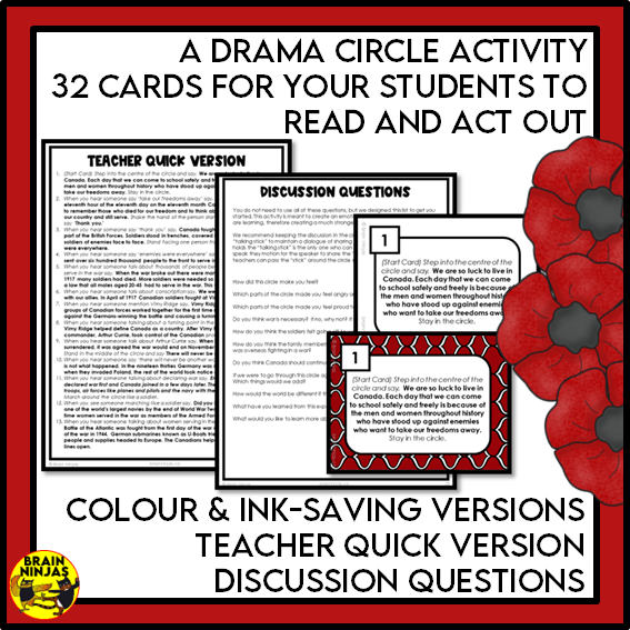 Remembrance Day Bundle Reading Writing Social Studies and Art Activities | Paper and Digital