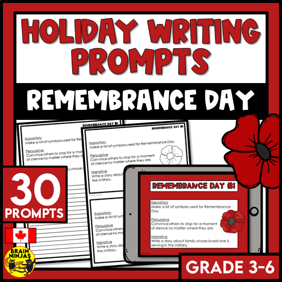 Remembrance Day Writing Prompts | Paper and Digital