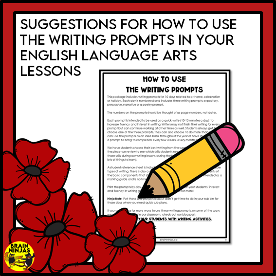 Remembrance Day Writing Prompts | Paper and Digital