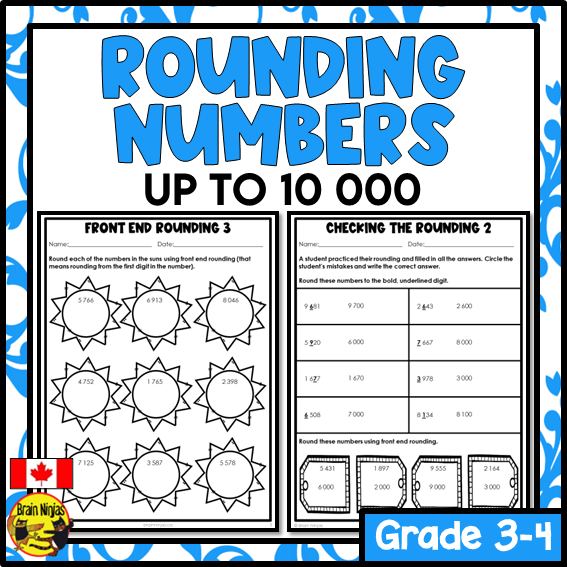 Rounding to 10 000 Math Worksheets | Paper | Grade 3