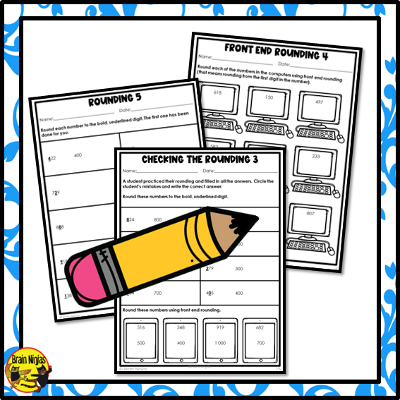 Rounding Numbers to 1 000 Math Worksheets | Paper | Grade 3